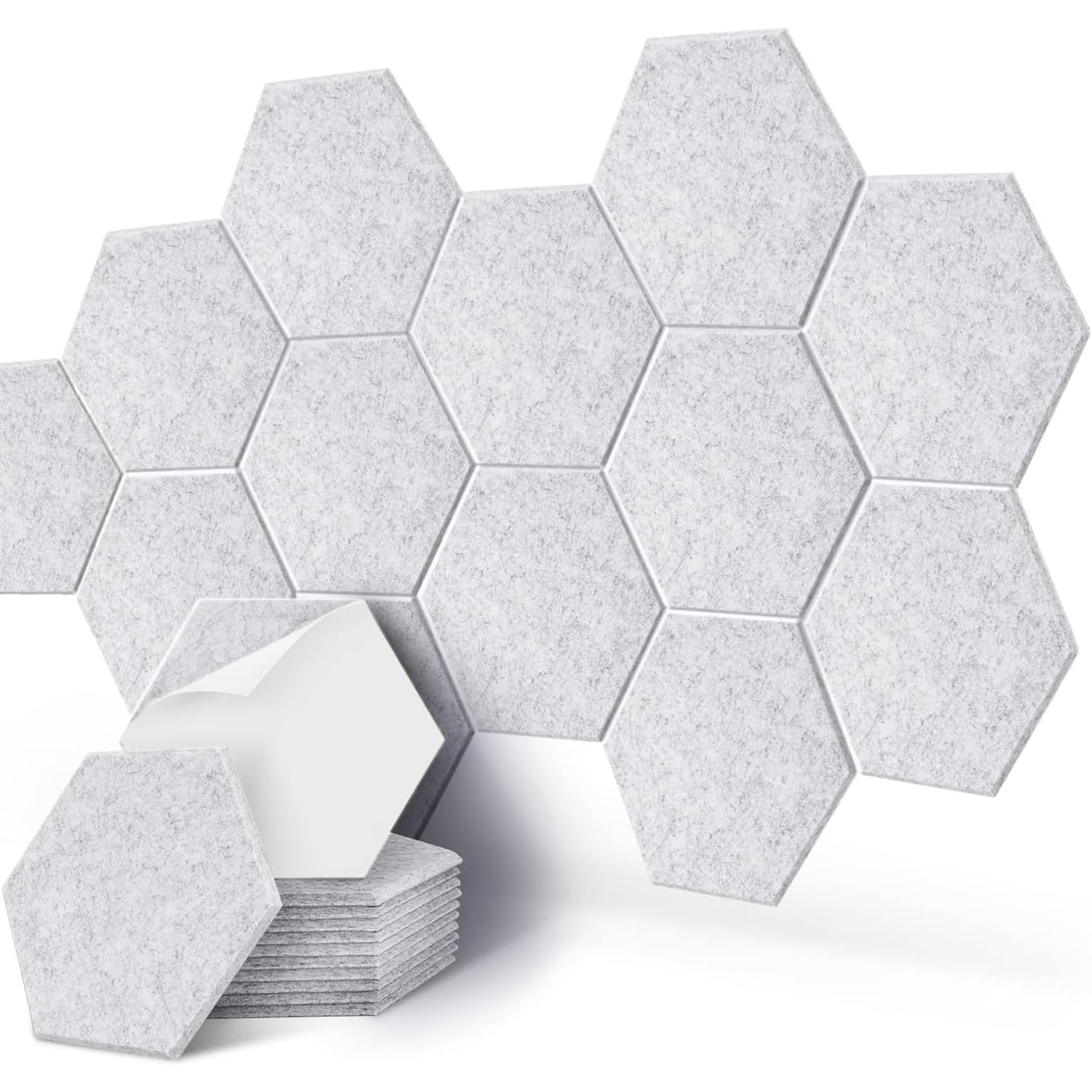 Cobenga Hexagon Acoustic Panels, Black, 24 Pack, black hexagon panel