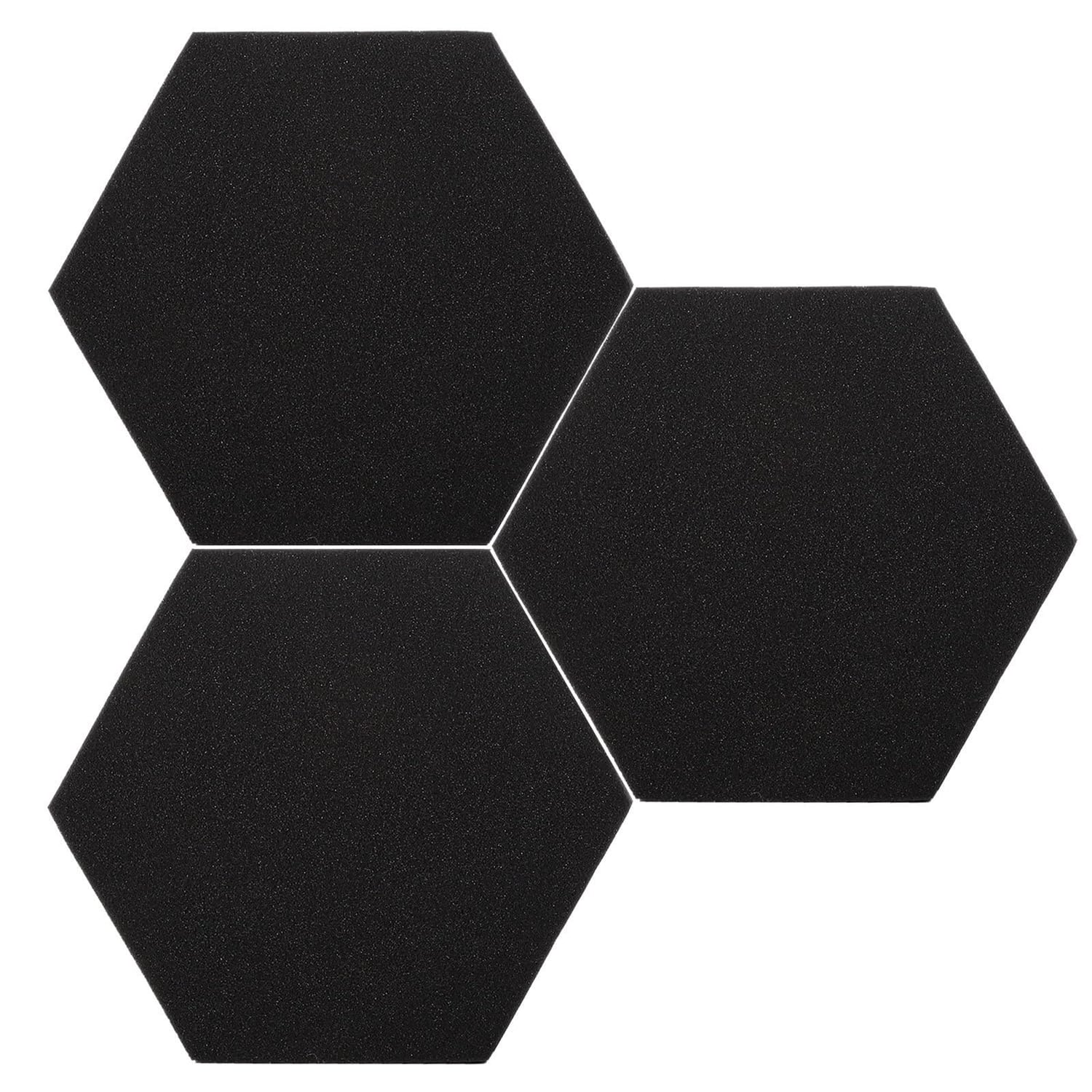 HANABASS Hexagon Acoustic Foam Tile, Black, 3 Pack, black hexagon panel