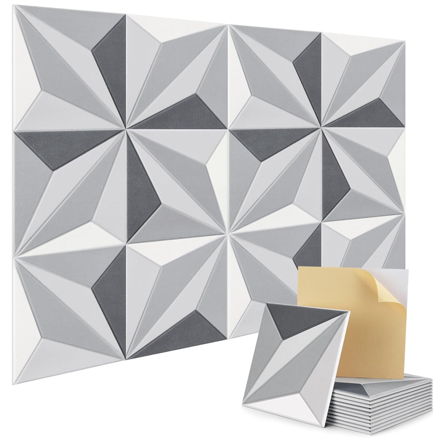 JAMELO Acoustic Panels, Multicolor 3D, 12 Pack, multicolour (3d visual effect) hexagon panel