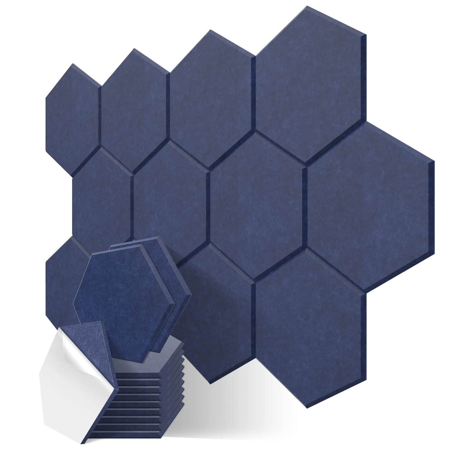 JBER Hexagon Acoustic Panels, Black, 12 Pack, black hexagon panel