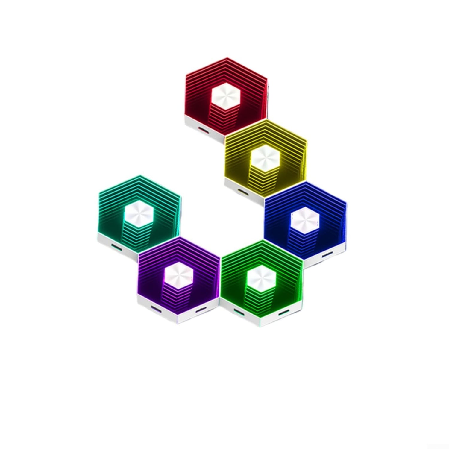 Risveglio Modular RGB Hexagon Light Panels, 6 Pack, rgb multicolour hexagon light panel
